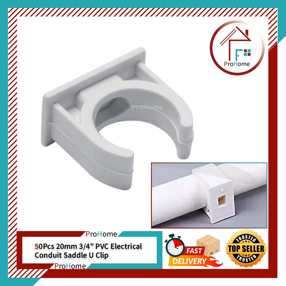 50PCS 20MM 3/4" PVC ELECTRICAL CONDUIT SADDLE U CLIP PVC CONDUIT SADDLE