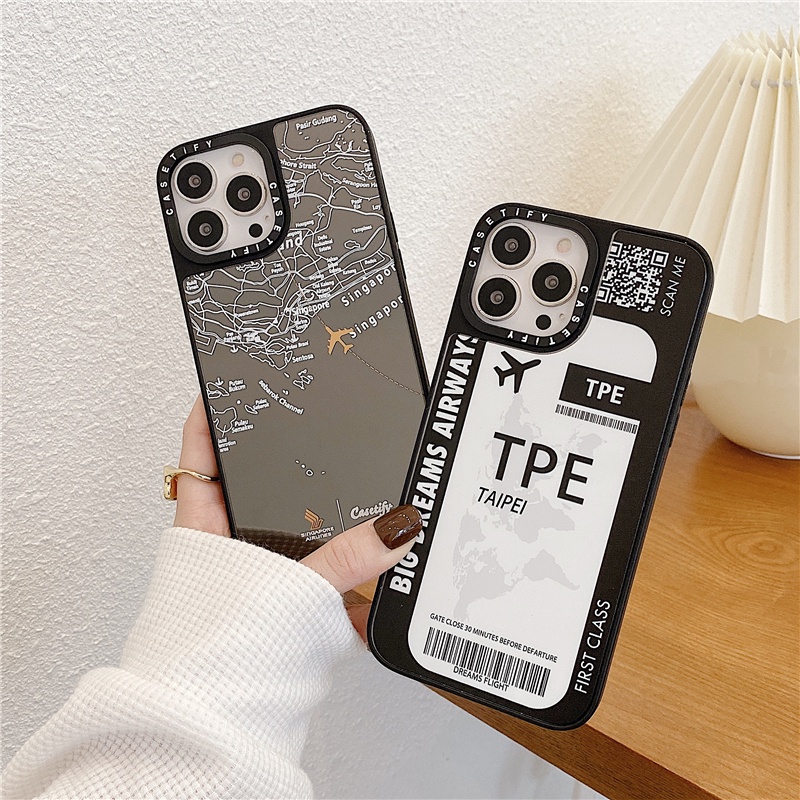 Airline Ticket label ​Mirror Case i-Phone 13 Pro MAX 12 11 Pro MAX XR X XS MAX 6/7/8 Plus SE2020 13 12 Mini TPU Shockproof Phone Cover Back Cute Fashion INS Style Casin