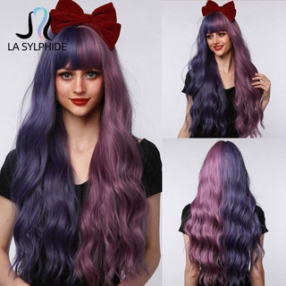 La Sylphide Cosplay Halloween Wig Long Curly Half Blonde Half Ash Brown Synthetic Wigs With Bangs For Black White Woman Cute Wig Shopee Malaysia