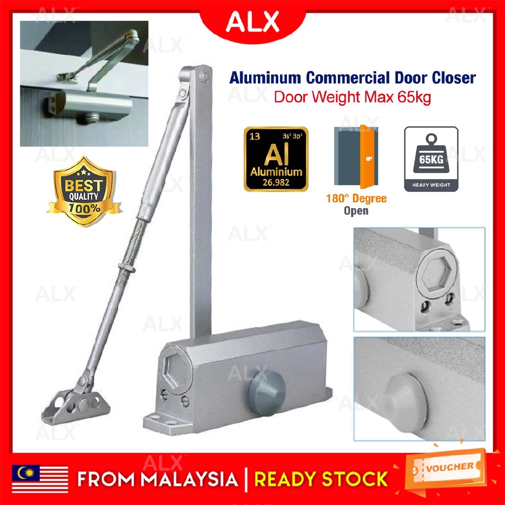 ALX Aluminum Door Closer Automatic Adjustable Closers Hydraulic Auto Close Door Closer with