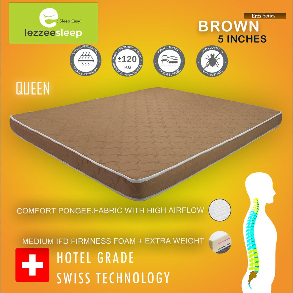 Snorlax Brown Premium HD+HR Synthetic Latex Mattress/ Tilam (Queen