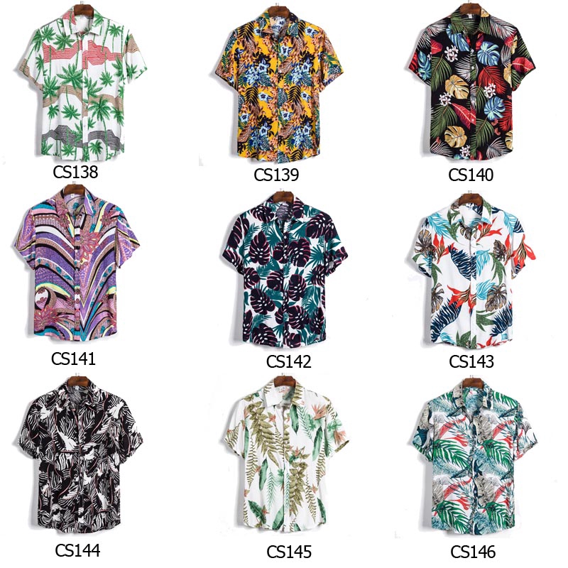 Lelaki Baju Hawaii Fesyen Cetakan Bunga Baju Batik Baju Big Size Shirt ...