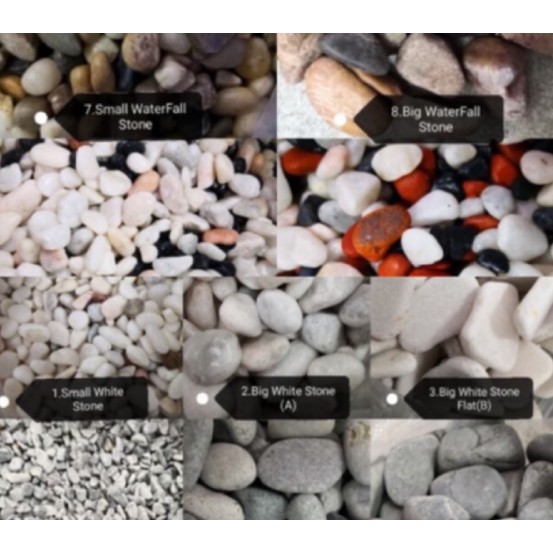 White Stone Batu Akuarium Putih Batu Sungai Batu Hiasan Batu Landscape Loose Pebbles Waterfall Stone Grey 1kg