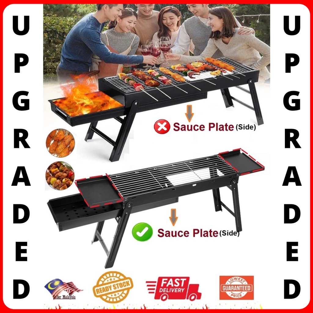 Big Bbq Grill Set 90cm Bbq Arang Portable Grill Foldable Barbecue