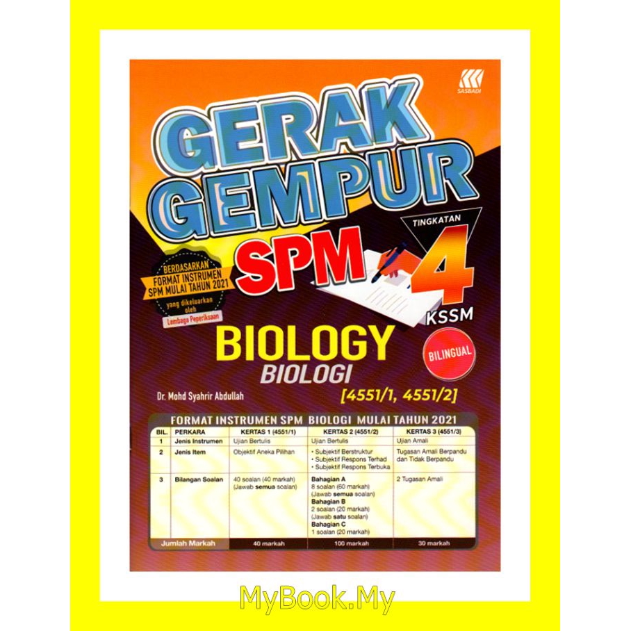 Myb Buku Latihan Gerak Gempur Spm Tingkatan 4 Kssm Biologybiologi Dwibahasa Beecost 