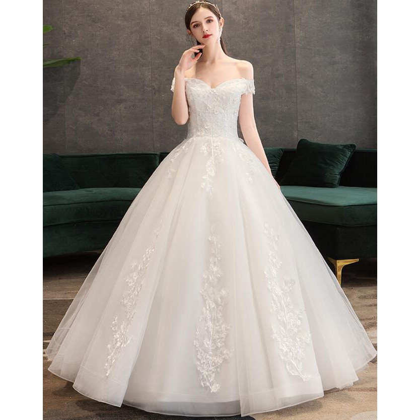 off the shoulder elegant wedding dress