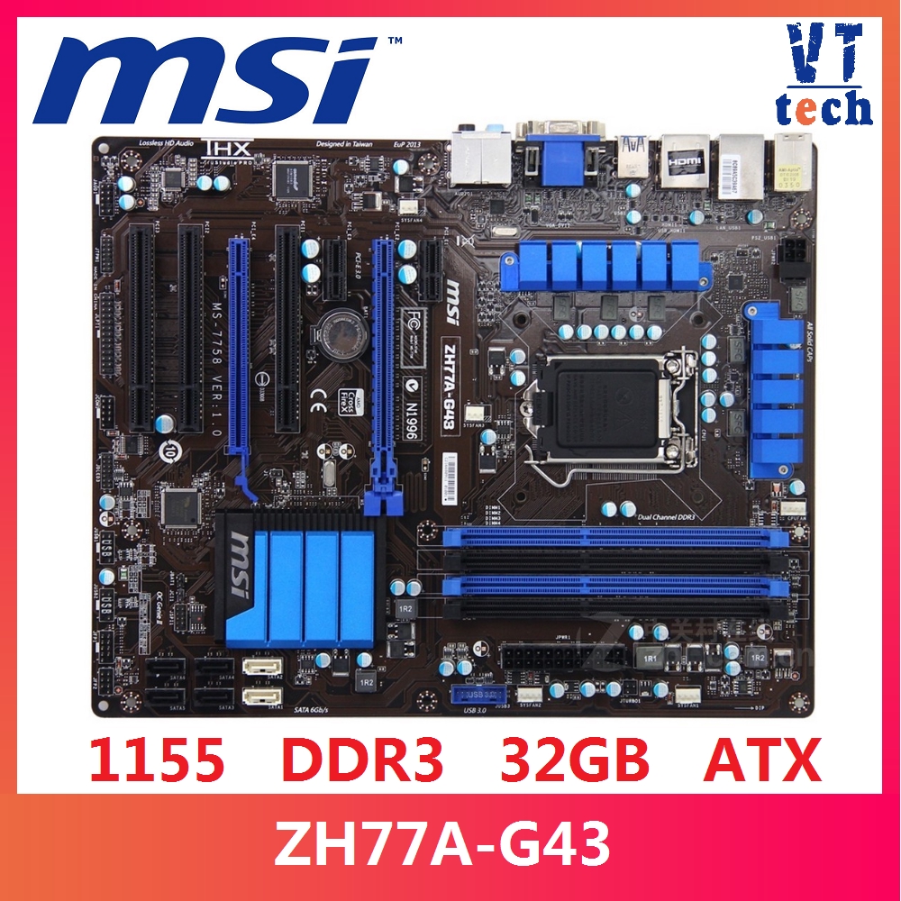 MSI ZH77A-G43 original motherboard H77 DDR3 LGA 1155 for I3 I5 I7 CPU ...