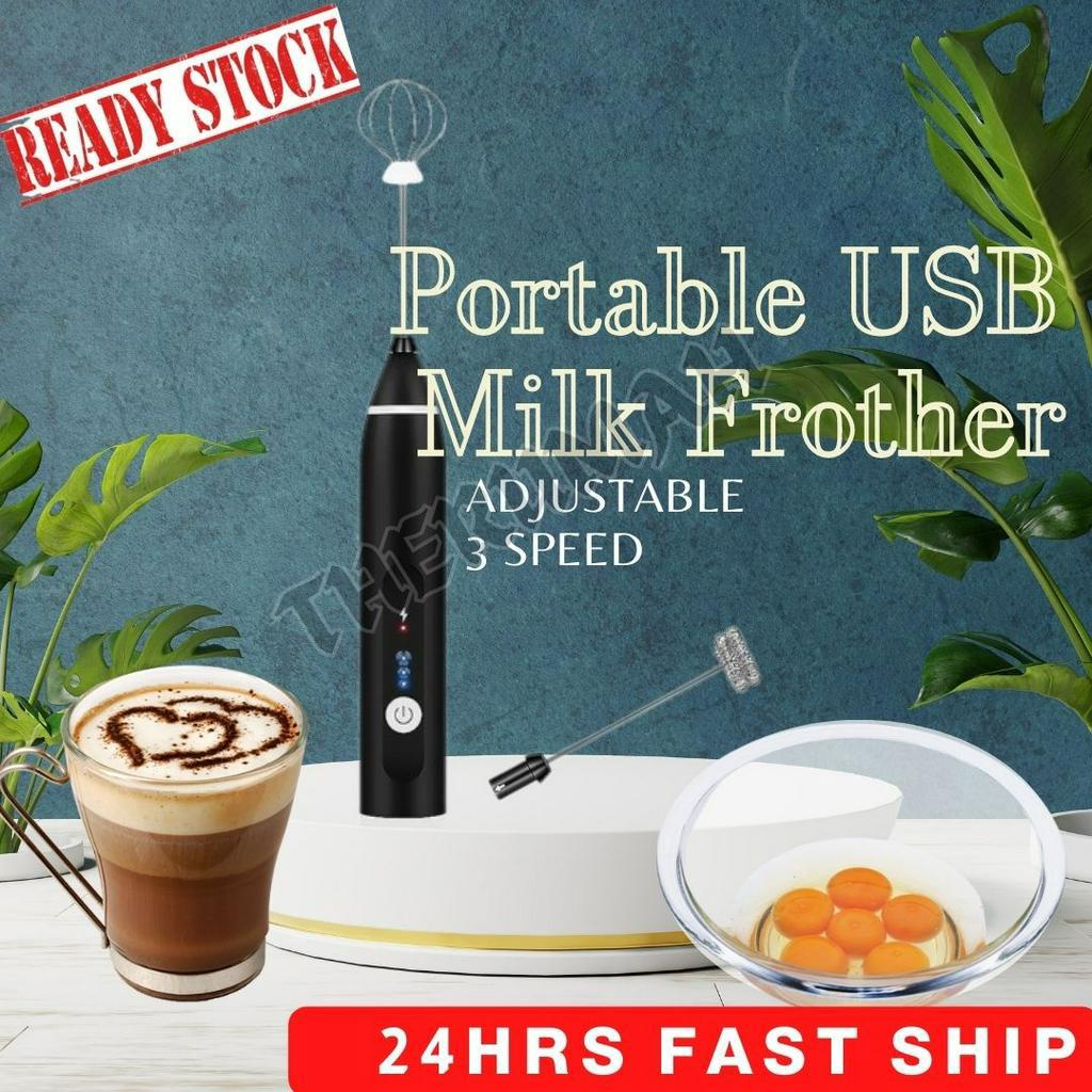 3 Speed Adjustable USB Milk Frother Coffee Mixer Rechargeable Electric Foam Maker Cream Whisk Stirrer Blender Egg Beater