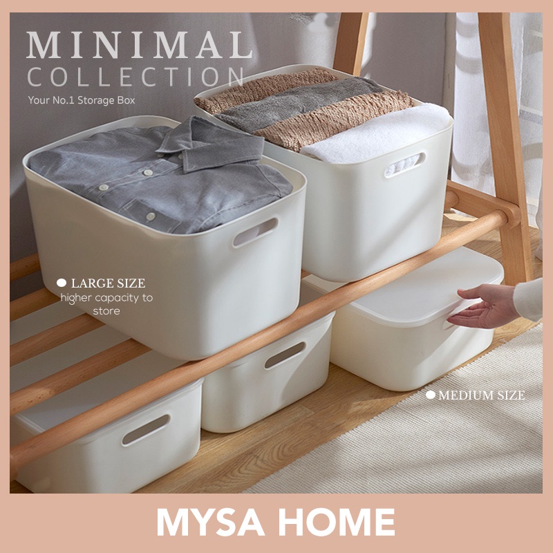 Storage Box Organizer with Lid and Handle Japanese Style Storage Bin