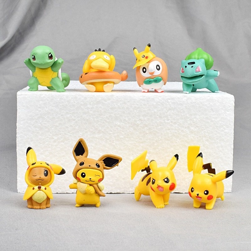 8pcs/Set Pokemon Figures Pikachu Charmander Jigglypuff Squirtle Anime ...