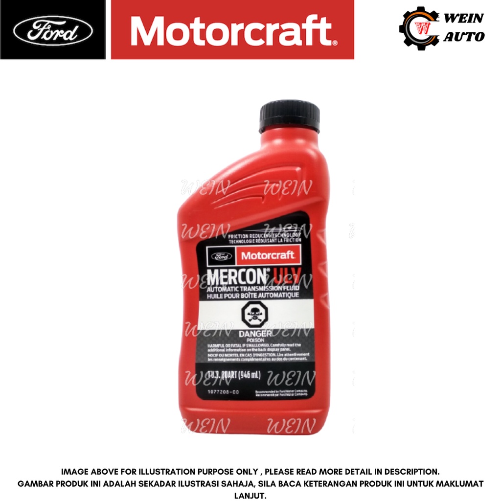 FORD MOTORCRAFT GENUINE MERCON ULV AUTO TRANSMISSION FLUID 1 Quart