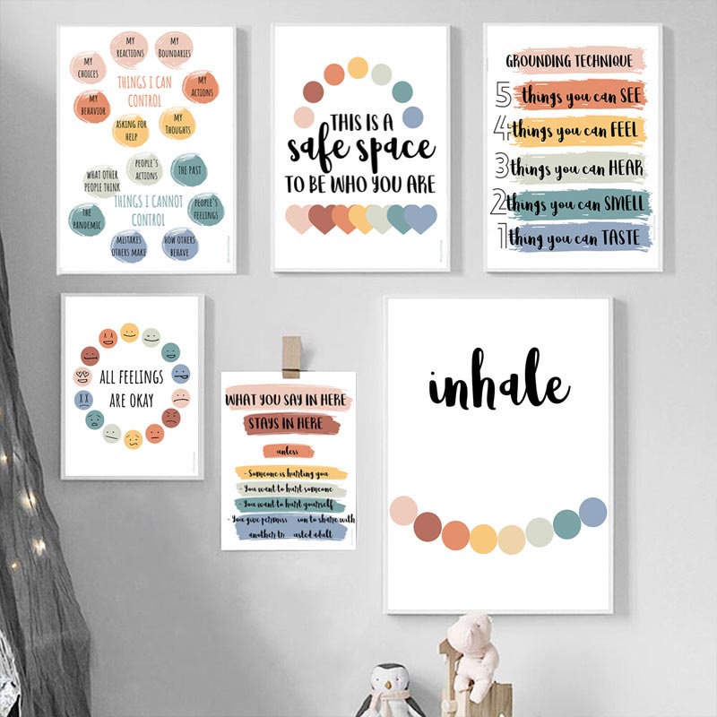 Kids Room Decor Painting Inspirational Quotes Poster Social Worker Print Psychologist Therapy Logo Art Canvas Painting Inspirational Quotes Office Decor Nursery Decor