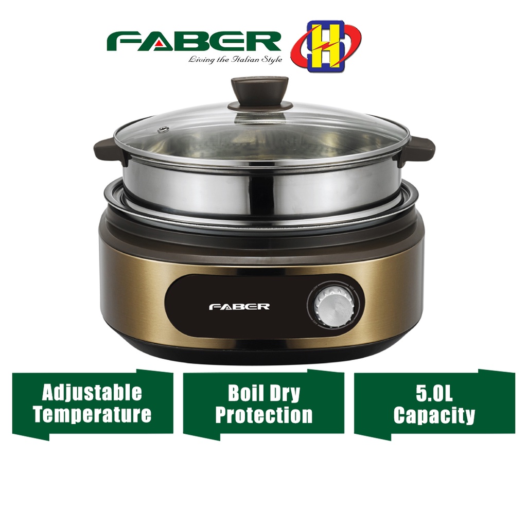 Faber Multi Cooker (5.0L/1400W) Non-Stick Inner Base Pot Multi-Function Cooker FMC-1500
