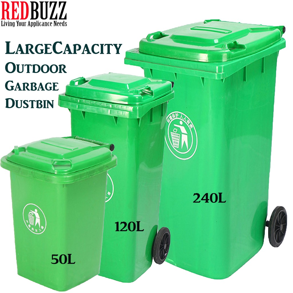 REDBUZZ Outdoor Garbage Bin Recycle Bin Plastic Trash Bin Large ...