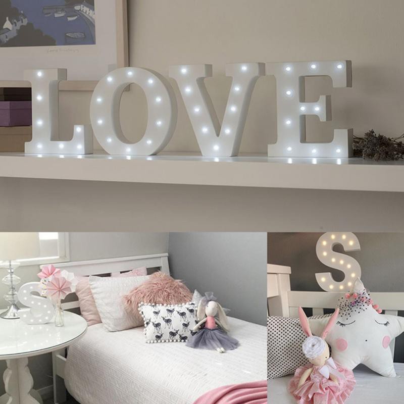 pEvk Wooden Letter LED Night Light Marquee 26 Letter Alphabet Sign