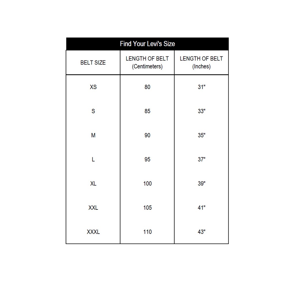 levi belt sizes