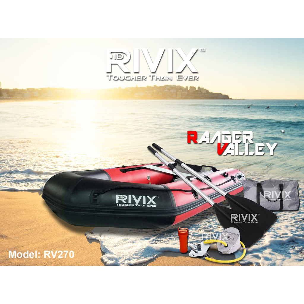 shopee: RIVIX Thick High Quality Pro Fishing Inflatable Boat Bot Pancing Sea/Lake/River Perahu Tiup / Perahu Karet (0:0:SIze:2.3m 2person RV230;1:3:Colour:DarkGrey + LightGrey)