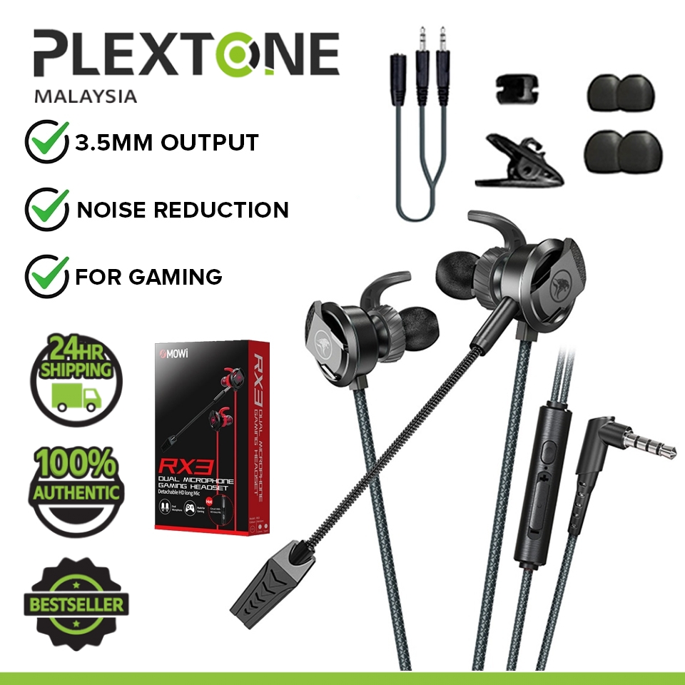 Plextone Xmowi Rx3 Gaming Earphones With Dual Microphone And 3d Stereo Sound Black New Pgmall 8798