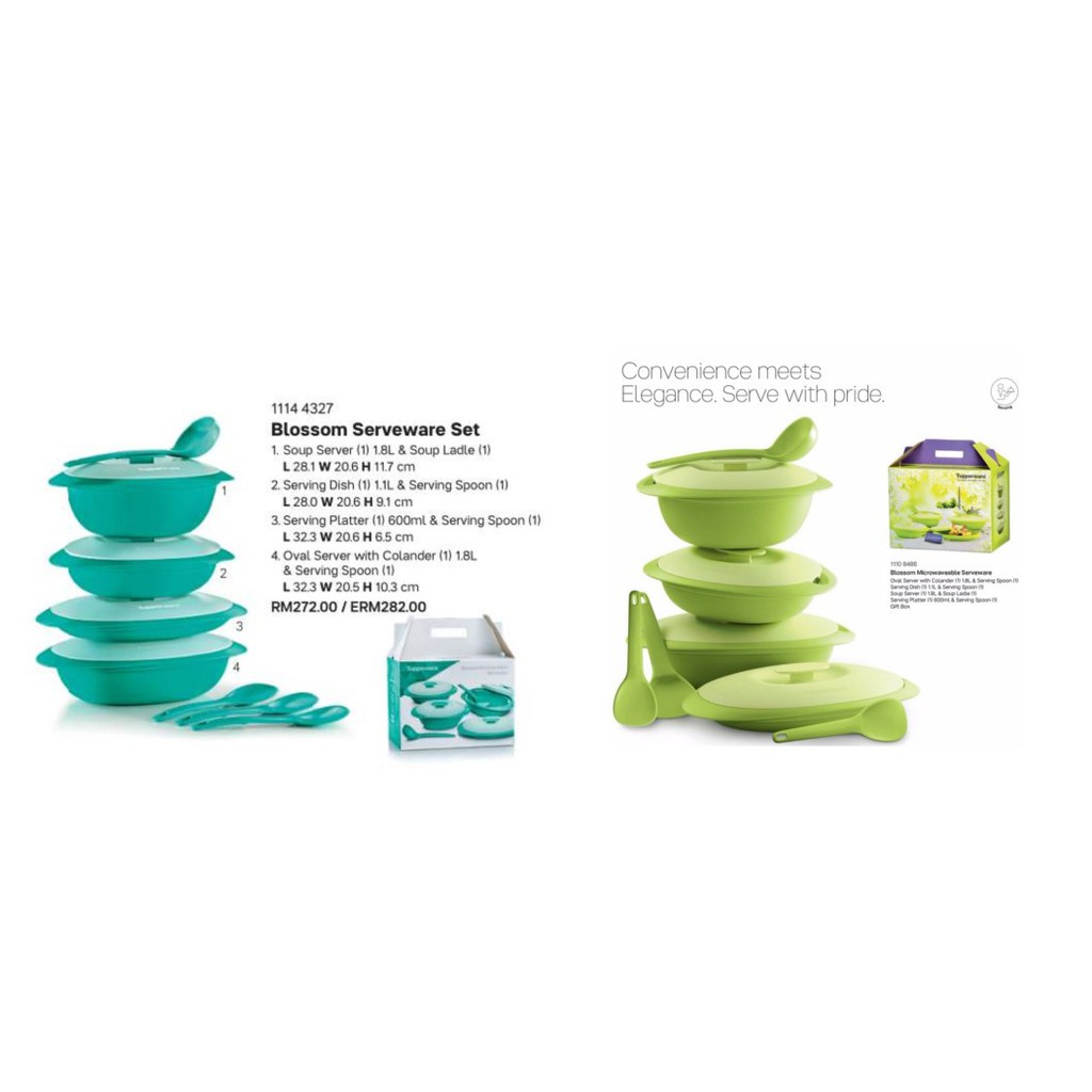 Tupperware Microwaveable Blossom Serving Set (5 pcs) Tableware Bekas Lauk