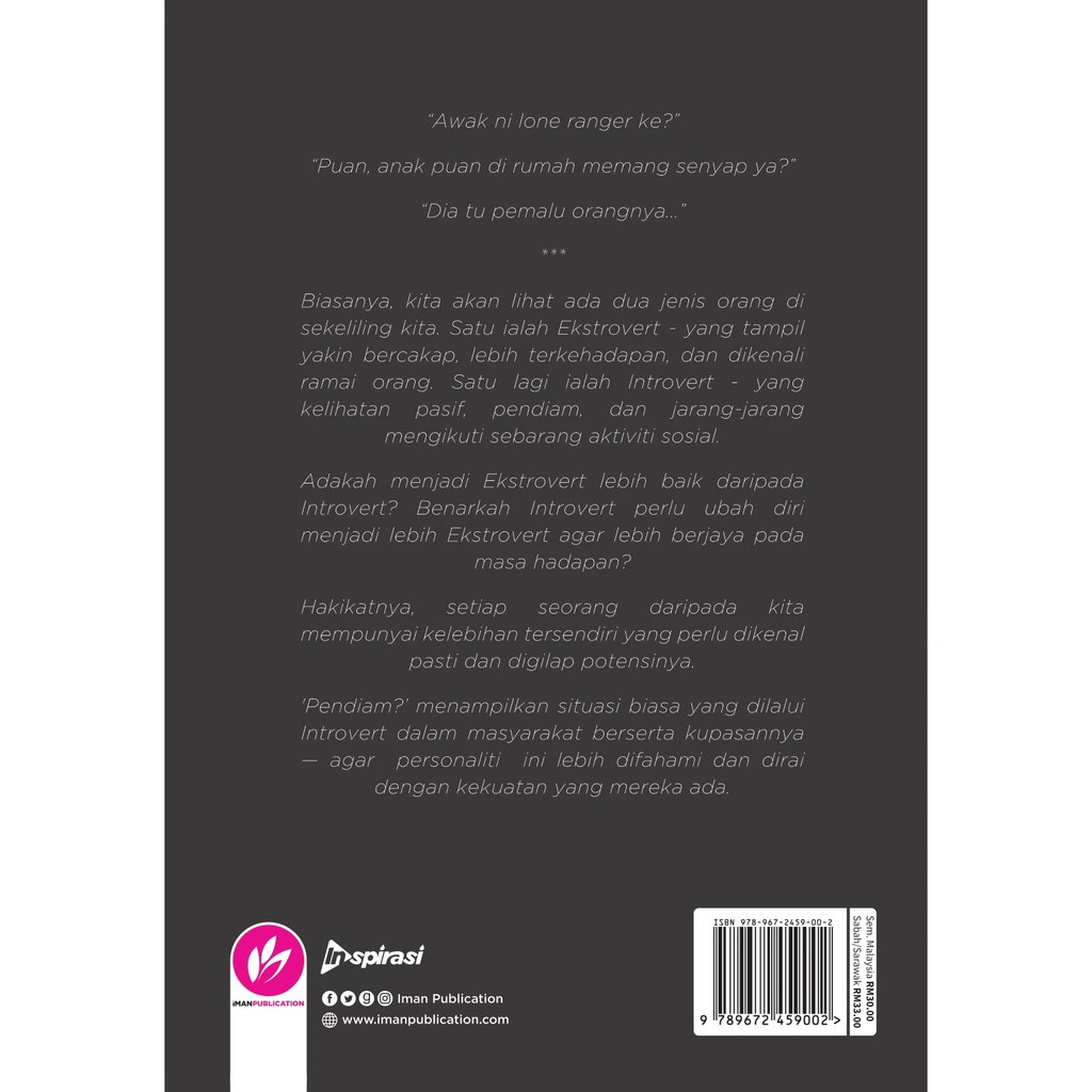Pendiam Memahami Personaliti Introvert Dalam Dunia Ekstrovert Iman Publication Shopee Malaysia