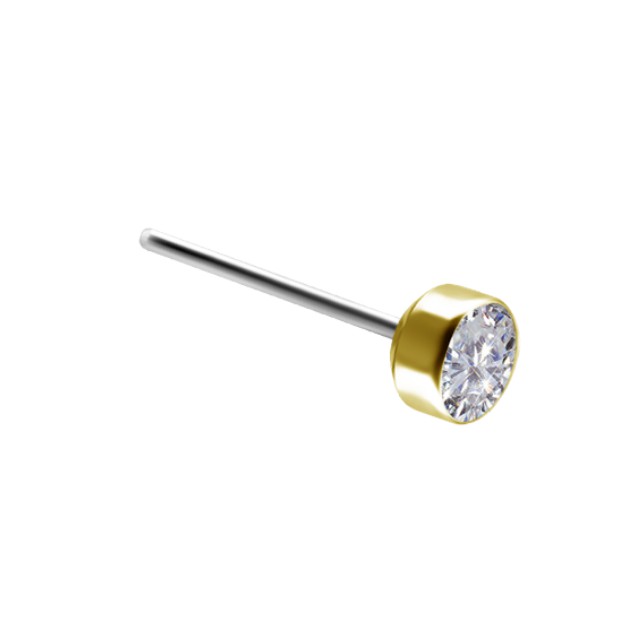 [Attic Piercing] 18k Gold Push Pin Nose Stud with LAB GROWN DIAMOND