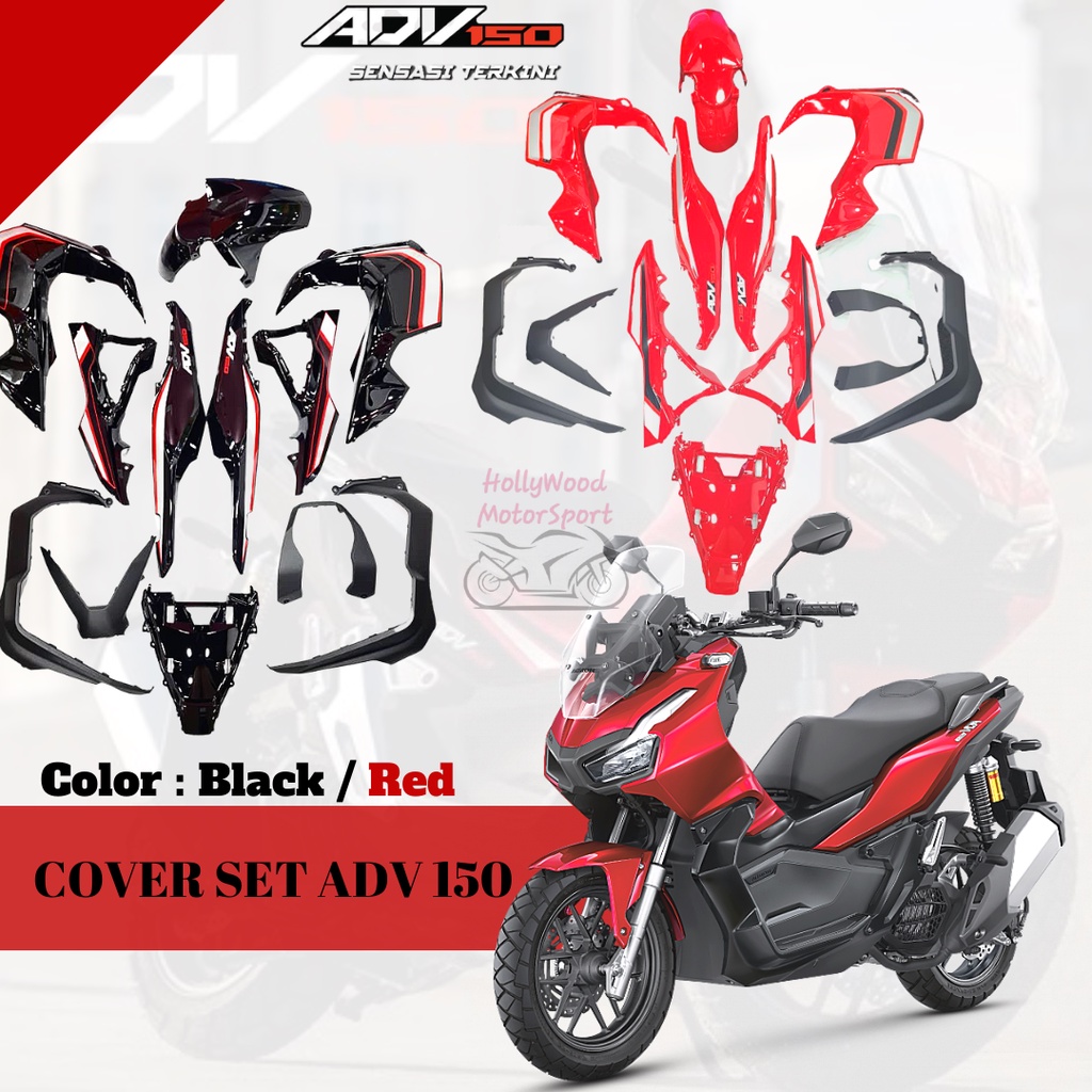 HONDA ADV150 BODY COVER SET PREMIUM IMPORT QUALITY BLACK AND RED SHINING ADV 150 COVER SET