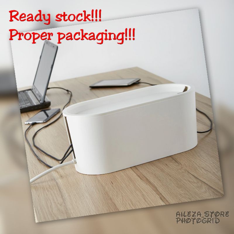 IKEA ROMMA Cable Management Box with Lid / White / Kotak Susunan Wayar / Putih Shopee Malaysia