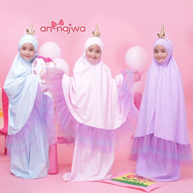 Telekung Tutu Unicorn Eksklusif Kanak-kanak dan Dewasa by An Najwa Material Cotton Premium CHAT UNTUK SULAM NAMA