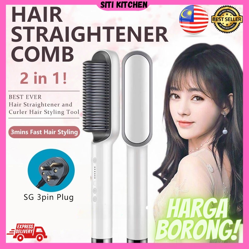 2in1 Hair straightener  VERSION comb Hair Curler Hair crimper Mini Hair Straight Hair Curling Pelurus Rambut