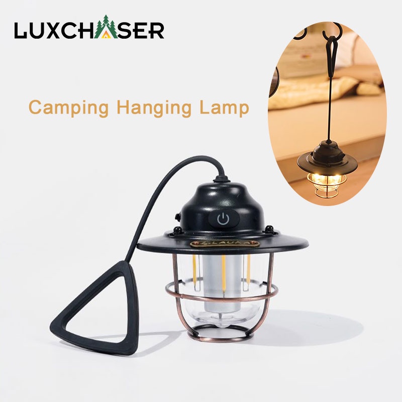 5 Colors LED Camping Light Hanging USB Rechargeable Retro Garden ...