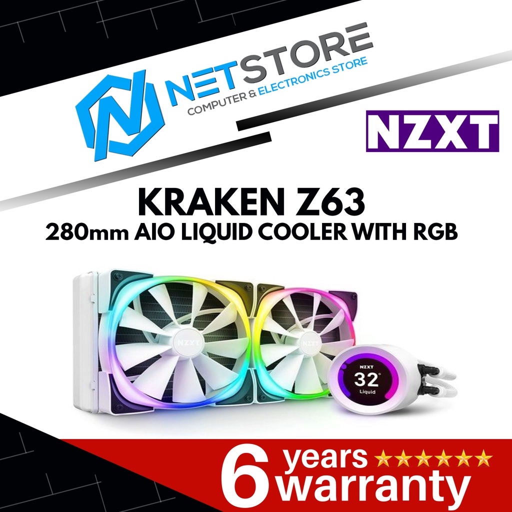 NZXT KRAKEN Z63 RGB WHITE 280mm AIO LIQUID COOLER RL-KRZ63-RW Shopee  Malaysia