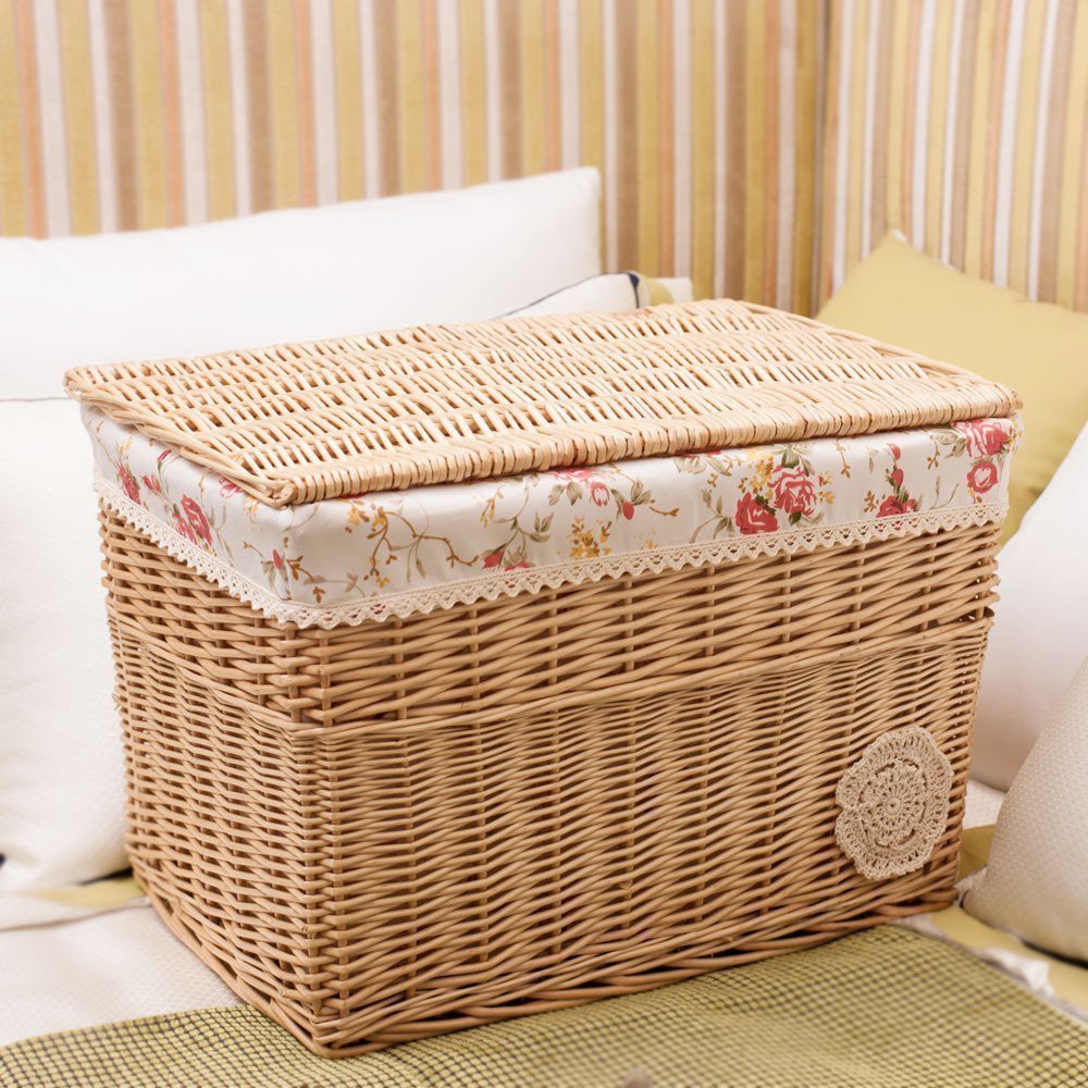 wicker storage boxes with lids large