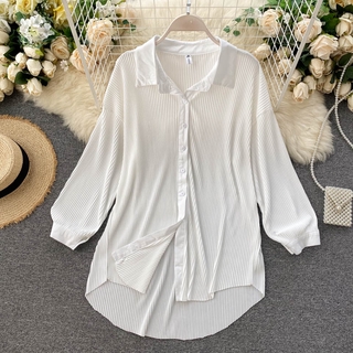 Korean Style Women Ladies Loose Chiffon Pleated Big Size Korean Style Women Ladies Loose Chiffon Pleated Big Size