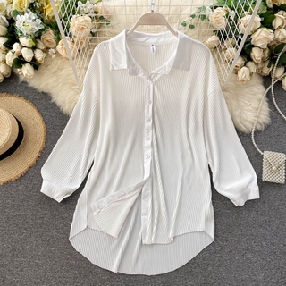  Korean  Style Women Ladies Loose Chiffon  Pleated Big Size 