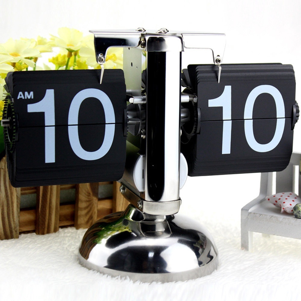 Flip Clock Retro Scale Digital Stand Auto Flip Desk Table Clock