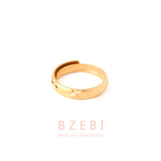 BZEBI Gold Plated Engraved Adjustable Ring with Box 609r