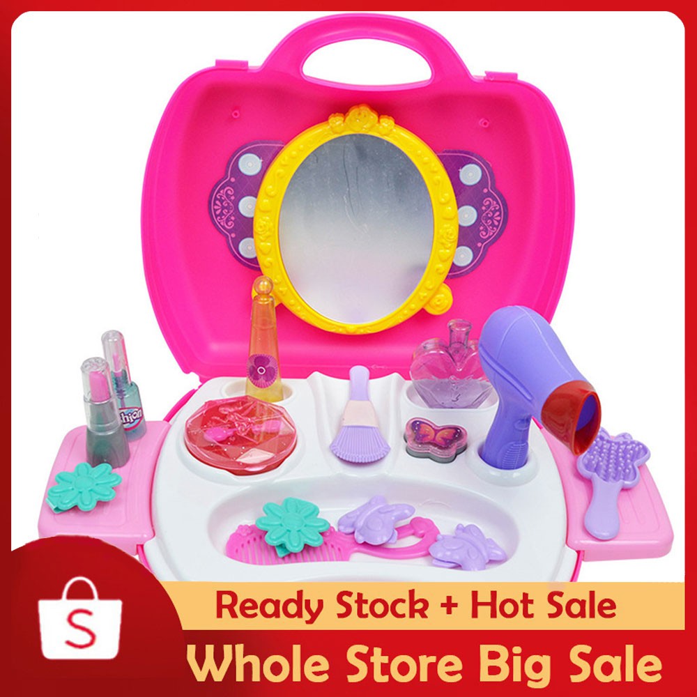 Makeup Tool Kit Sets Hair Dryer Cosmetics Toys For Girls Kids