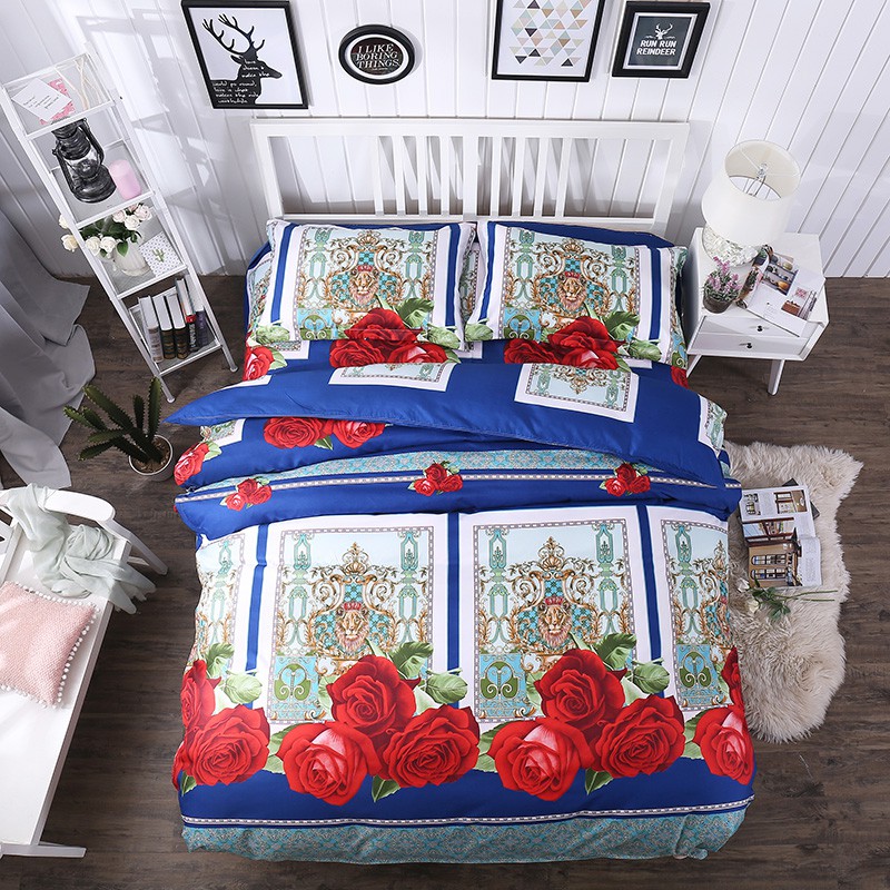 3d Red Rose Lion Bedding Sets Elegant Duvet Cover Bed Sheet