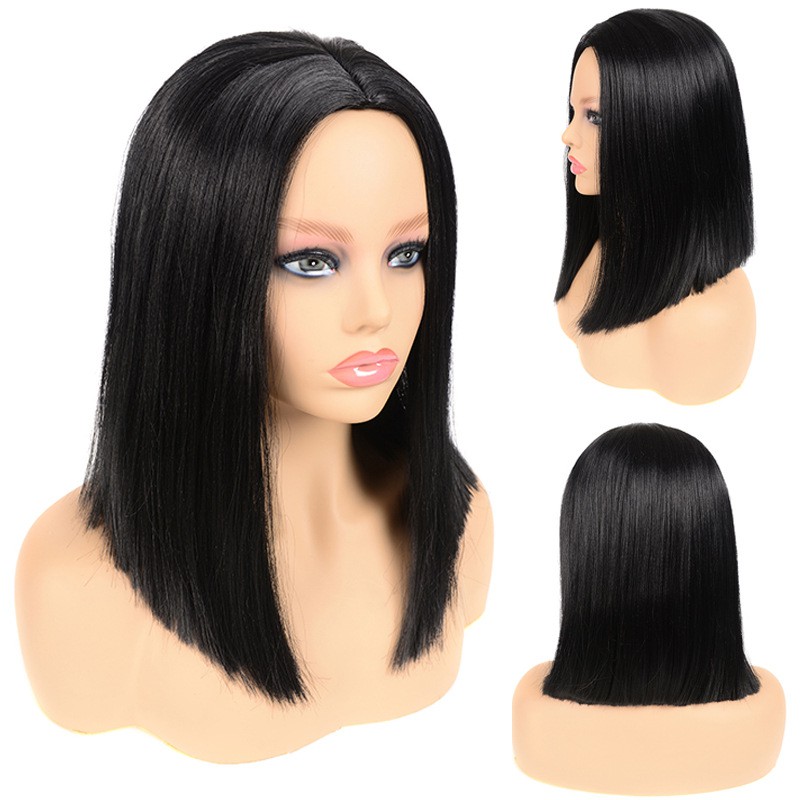 Medium length Straight Hair Wig Full Hair Wig Black Hair Extension Wigs |  Shopee Malaysia