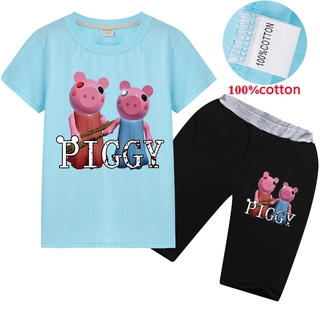 Hot Sale Cartoon Roblox Piggy Boys Fashion Suits T Shirt With Pants 2pcs Kids Clothes Ready Stock Boys Clothing Shopee Malaysia - pig t shirt boygirl roblox