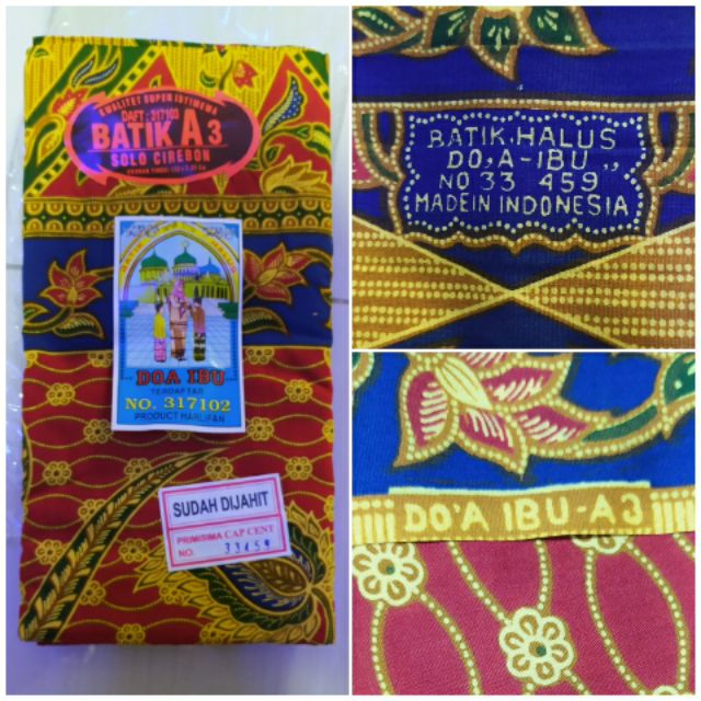 TERLAJAK LARIS SARUNG DOA IBU ORIGINAL NO. 1 BATIK SERAP BASAHAN COTTON FASHION WARNA TERANG SARONG SIAP JAHIT