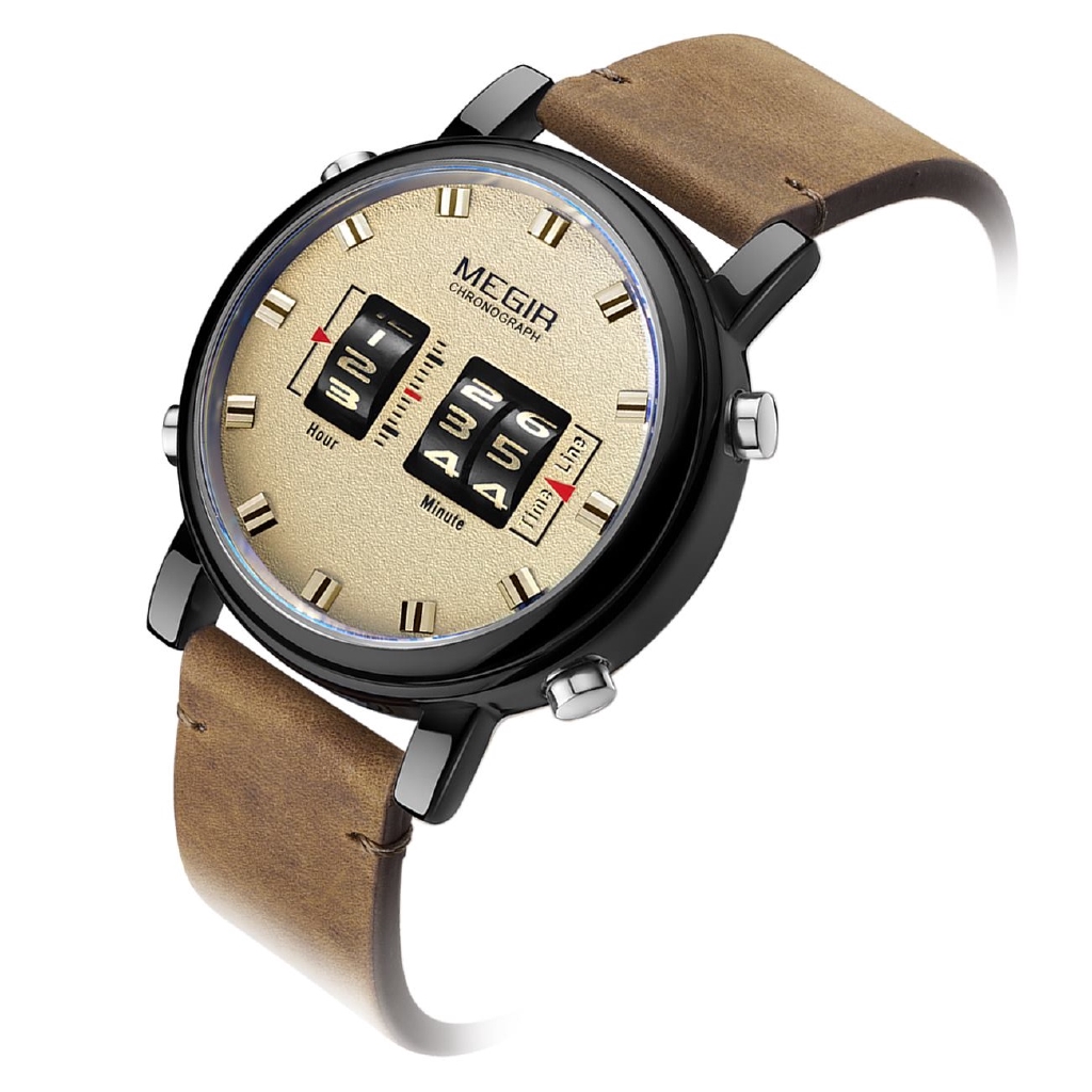 digital watch with leather band