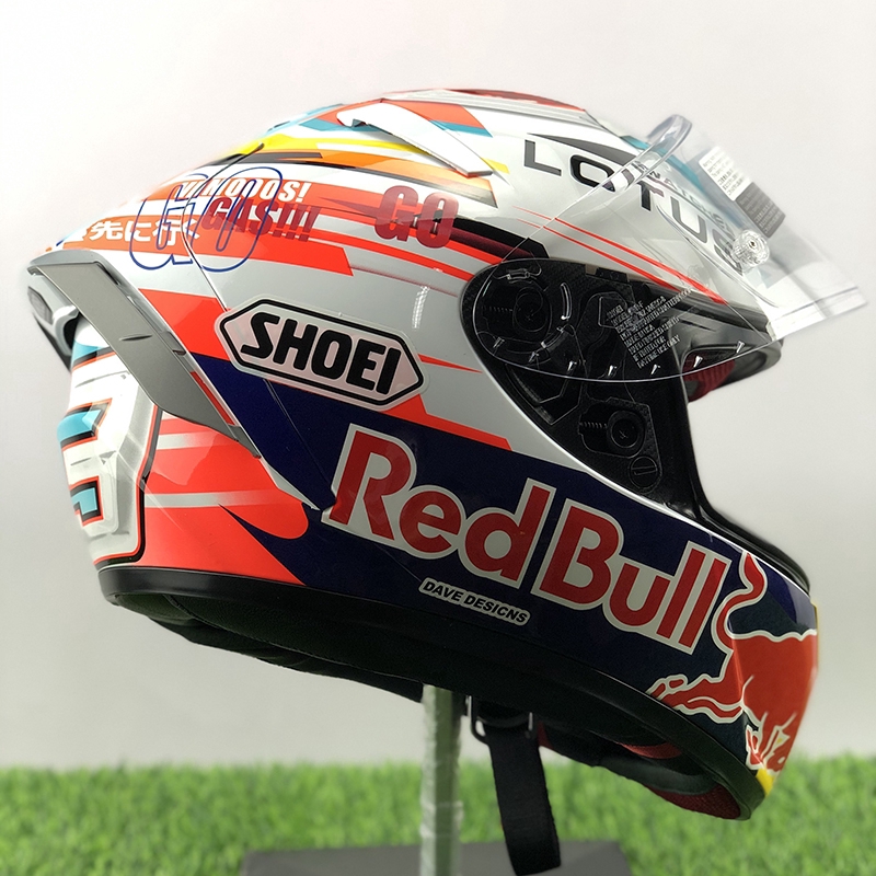 Oem Shoei X14 Marquez Red Bull Power Up Shoei Rf 10 Marquez Power Up Helmet Shopee Malaysia