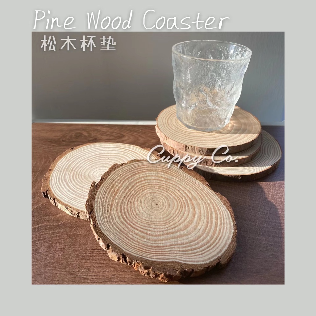 INS Nordic Wooden Coaster Pine Wood Coaster Cup Mug Coaster Candle Coaster Decorative Cuppy Co INS风北欧简约原木年轮杯垫摆设道具装饰香薰蜡烛垫