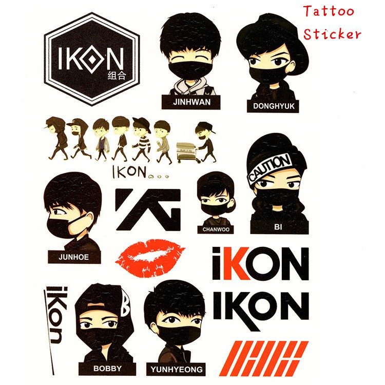 5pcs/set KPOP iKON Cute Art Tattoo Sticker Korea Style Handsome Tools |  Shopee Malaysia