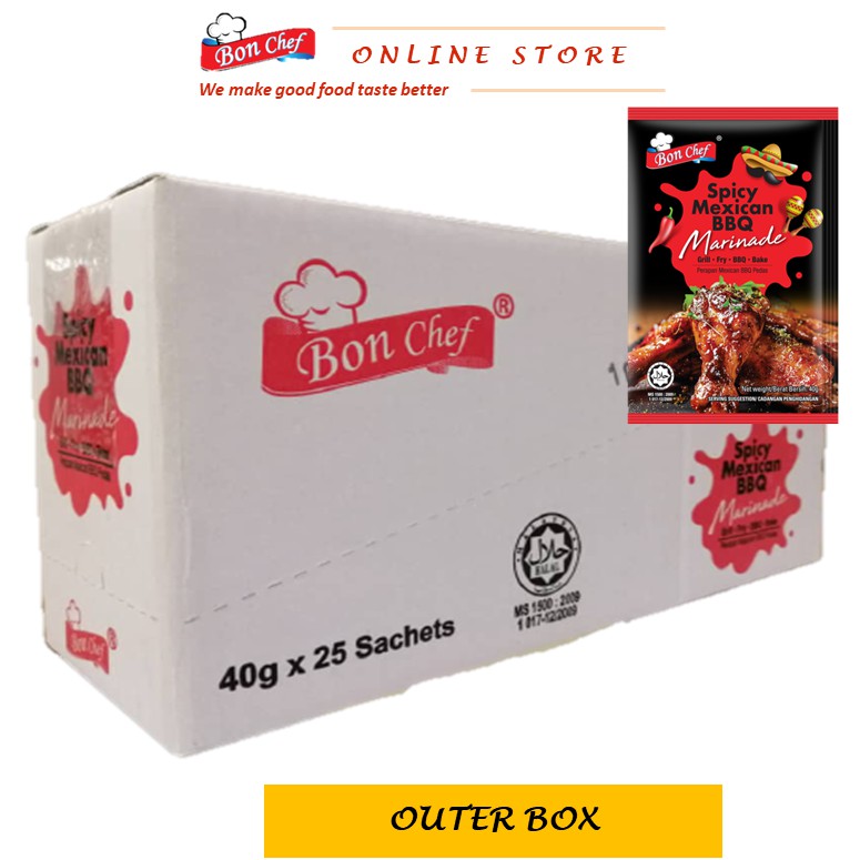25 PACKS x 40g SPICY MEXICAN BBQ MARINADE Bon Chef - [ OUTER BOX ]