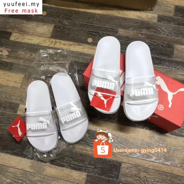 puma leadcat jelly slides white