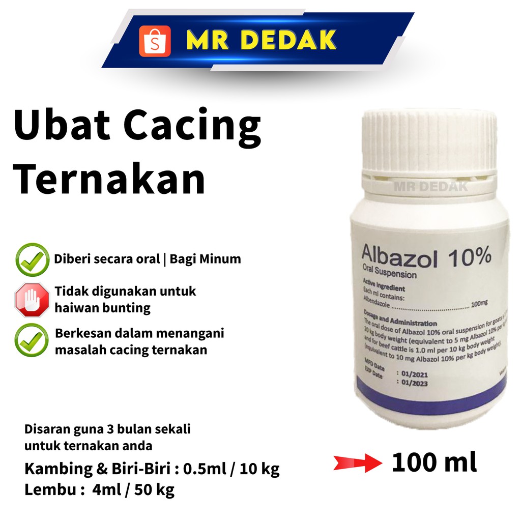 Albazol 10 100ml Ubat Cacing Untuk Ternakan Lembu Kambing Lain Haiwan Animal Deworm Ubat Cacing Kambing Shopee Malaysia