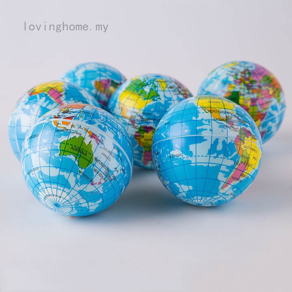 World Map Earth Globe Bouncy Ball Foam Ball Stress Relief Kids Atlas Geogra ^S 