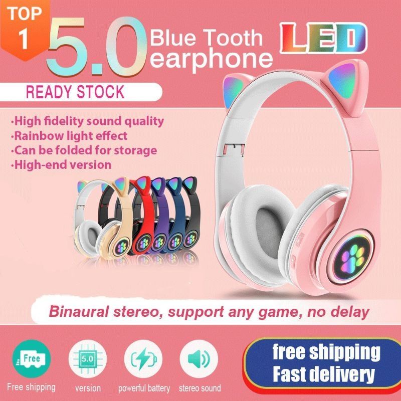 Buy Stock In Malaysia 9 Wireless Bluetooth Led Cute Cat Headphone Headset Headphone With Mic Wireless Gaming Headphone Seetracker Malaysia